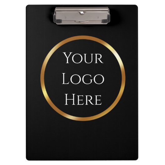 トレンディー、ミニマリスト。ブラックとQRコード付き金ゴールド クリップボード (正面)