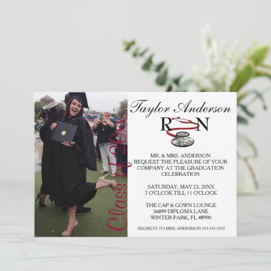 トレンディー·メディカルRNスクール卒業発表 招待状 (スタンド正面)