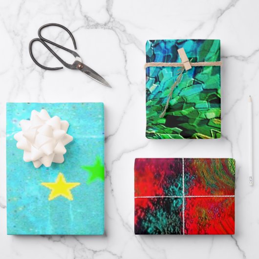 「トレンディー」ラッピング紙フラットシートセット3 ラッピングペーパーシート (正面)