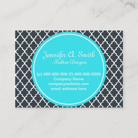 トレンディー、ラブリー、クラシックガーリー、B&Wクアトレフォイル 名刺 (正面)