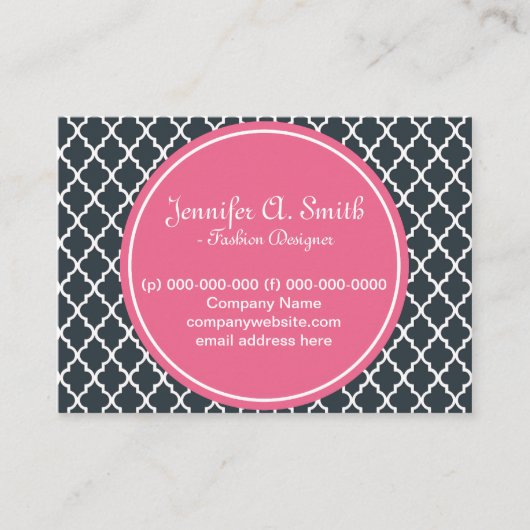 トレンディー、ラブリー、クラシックガーリー、B&Wクアトレフォイル 名刺 (正面)
