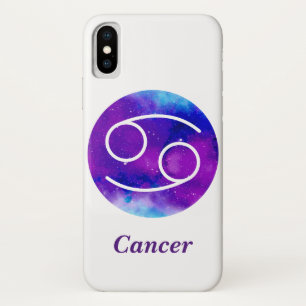 トレンディー〔占星術の〕十二宮図徴候がん紫色の星雲 iPhone X ケース