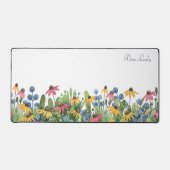 トレンディー、水彩ワイルドフラワーパタ縁どンパターン デスクマット (正面)