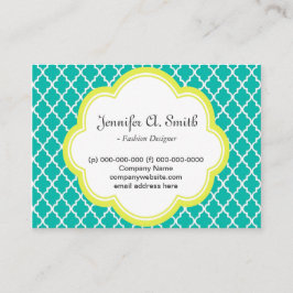 トレンディー、素敵、クラシック、黄色、ティール（緑がかった色）四分箔 名刺