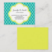 トレンディー、素敵、クラシック、黄色、ティール（緑がかった色）四分箔 名刺 (正面/裏面)