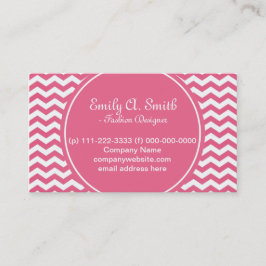 トレンディー、美しい白とピンクのシェブロン 名刺