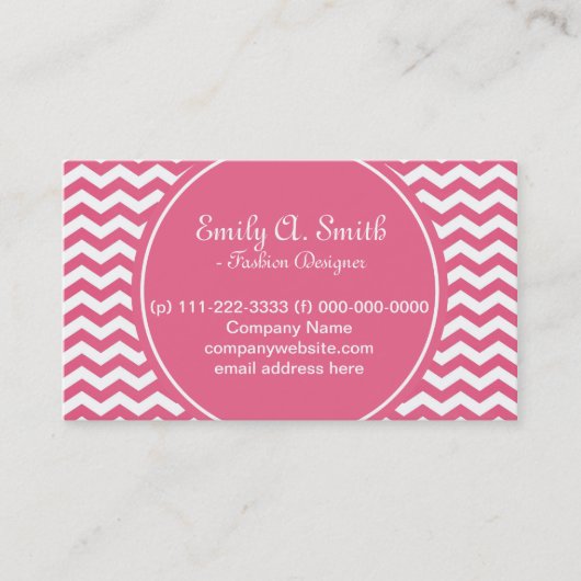 トレンディー、美しい白とピンクのシェブロン 名刺 (正面)