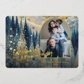 トレンディー 芸術的 クラシック ウィンターワンダーランド アート ゴールド 箔シーズンカード (正面)