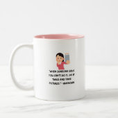 トレンディー「ITできない」引用文コーヒおもしろいーマグ ツートーンマグカップ (左)