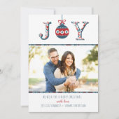 トレンディー"Joy"ボホバウブル写真クリスマスカード シーズンカード (正面)