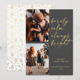 トレンディーAlways Bright金ゴールドスクリプトフォトクリスマス  シーズンカード
