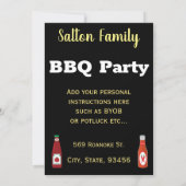 トレンディーBBQバーベキューバックヤードポトラックパーティー 招待状 (裏面)