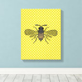 トレンディーBEEイエロー水玉模様パターンギフトデコール新規 キャンバスプリント (インサイチュ (ウッドフロア))