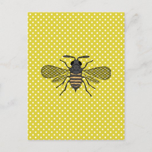 トレンディーBEEイエロー水玉模様パターンギフトデコール新規 ポストカード (正面)