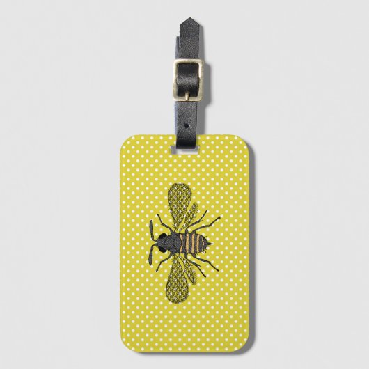 トレンディーBEEイエロー水玉模様パターンギフトデコール新規 ラゲッジタグ (正面縦)
