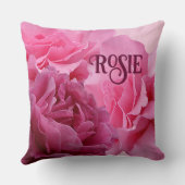 トレンディーbohoかわいいピンクのローズ名ロージーカスタマイズ可能 クッション (裏面)