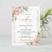 トレンディーBohoほこりっぽいピンクローズ金ゴールド幾何学模様 招待状 (スタンド正面)