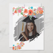 トレンディーBoho卒業フォトカード – オレンジ花模様 招待状 (裏面)