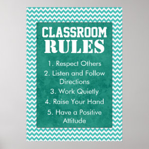 トレンディーChevron Classroom Rulesポスター ポスター