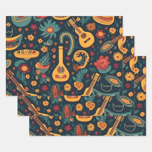 トレンディーCincoDeMayo Patternでフィエスタをゲット ラッピングペーパーシート (セット)