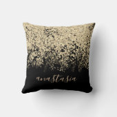 トレンディーGLAM金ゴールド黄色のグリッタリースクリプきらめくト クッション (裏面)