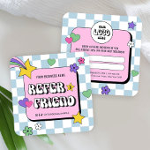 トレンディーGroovyレトロロゴブルーピンク友人を参照 紹介カード