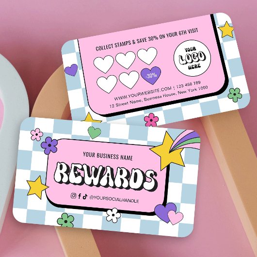 トレンディーGroovyロゴレトロガーリーヘアスタイリストサロン ロイヤリティカード