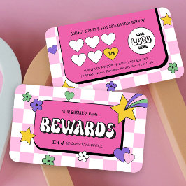 トレンディーGroovyロゴレトロピンクフラッシュ爪、 ネイルサロン ロイヤリティカード