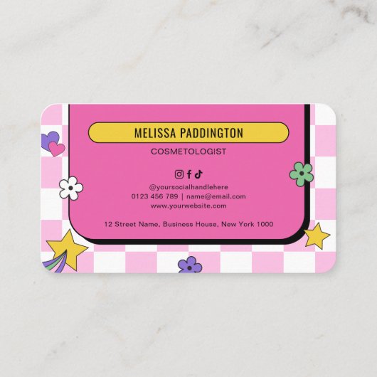 トレンディーGroovyロゴレトロピンクフラッシュ爪、 ネイルサロン 名刺 (裏面)