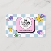 トレンディーGroovyロゴレトロブルーヘアスタイリストサロン 名刺 (正面)