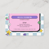 トレンディーGroovyロゴレトロブルーヘアスタイリストサロン 名刺 (裏面)