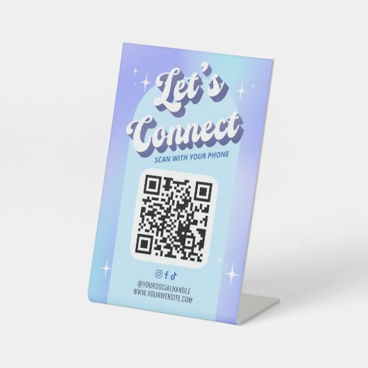 トレンディーGroovy Holographic Let's Connect QR Code 台座サイン (正面)