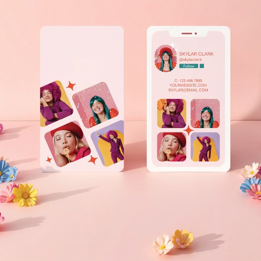 トレンディーInstagram 後を追 Meフォトグリッドデザイン 名刺