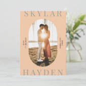 トレンディーOval写真モダン日付カードの保存 招待状 (スタンド正面)