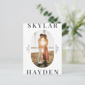 トレンディーOval写真モダン日付ポストカードの保存 ポストカード (スタンド正面)