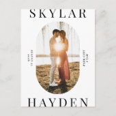 トレンディーOval写真モダン日付ポストカードの保存 ポストカード (正面)