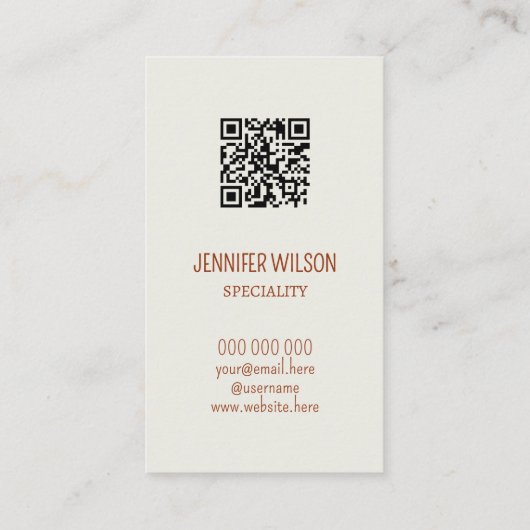 トレンディーQRコード抽象芸術グリッターテラコッタグリーン 名刺 (裏面)