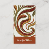 トレンディーQRコード抽象芸術グリッターテラコッタグリーン 名刺 (正面)