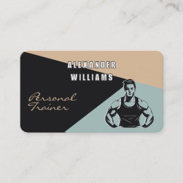 トレンディーQRcode木炭サンドティール（緑がかった色）パーソナルトレーナー 名刺