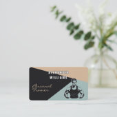 トレンディーQRcode木炭サンドティール(緑がかった色)パーソナルトレーナー 名刺 (スタンド正面)