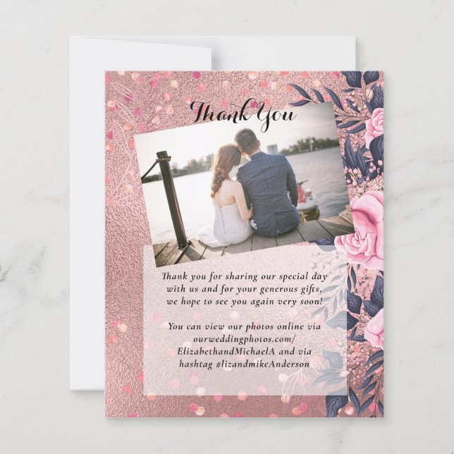 トレンディーROSEGOLD結婚のメタリックピンクのネイビーグリッター (正面)