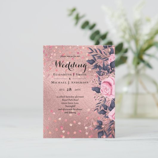 トレンディーROSEGOLD結婚のメタリックピンクのネイビーグリッター (スタンド正面)