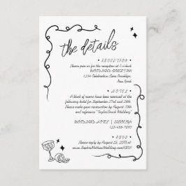 トレンディーScribble Doodleスクリプト結婚の詳細 エンクロージャーカード