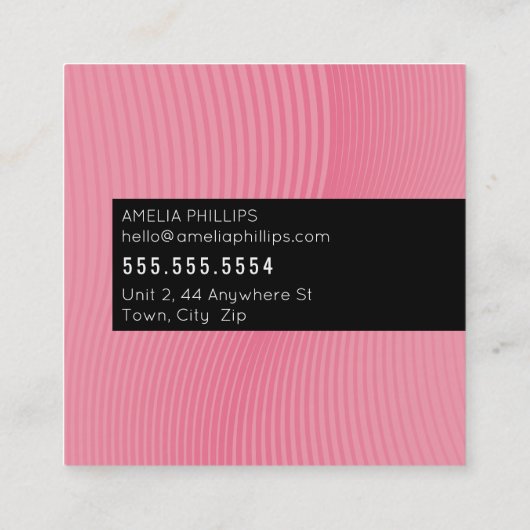 トレンディーWAVE曲モダン線キャンディピンク スクエア名刺 (裏面)