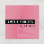 トレンディーWAVE曲モダン線キャンディピンク スクエア名刺 (正面)