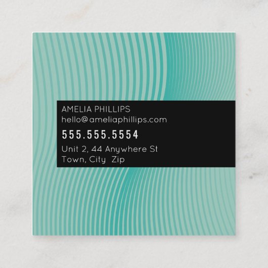 トレンディーWAVE曲モダン線ミントジェイド スクエア名刺 (裏面)