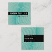 トレンディーWAVE曲モダン線ミントジェイド スクエア名刺 (正面/裏面)
