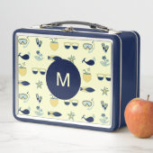 トレンディ夏のシンボルパターンモノグラム メタルランチボックス (インサイチュ)