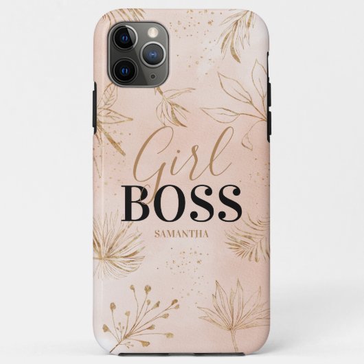 トレンディ ガーリー ピンク ゴールド ガール ボス 名前 Case-Mate iPhoneケース (裏面)