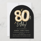 トレンディ ゴールド エイティ バルーン 80歳の誕生日パーティー 招待状 (正面)